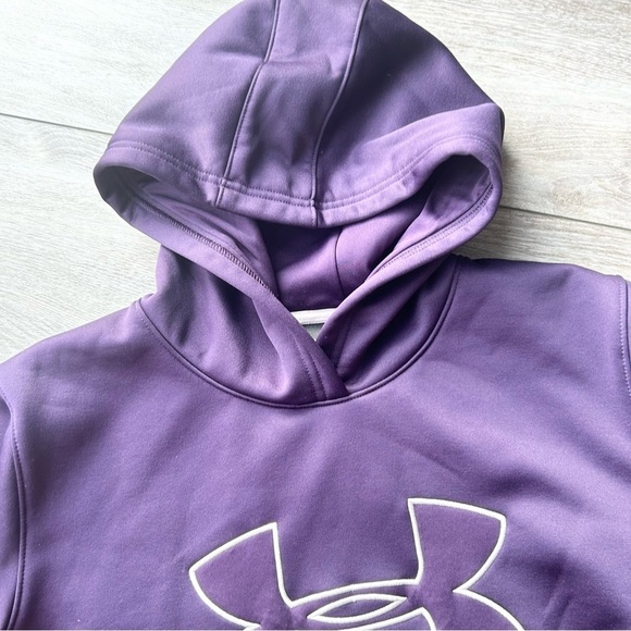 Under Armour Logo Loose Fit Sweatshirt Hoodie in Purple Coldgear - Picture 13 of 16
